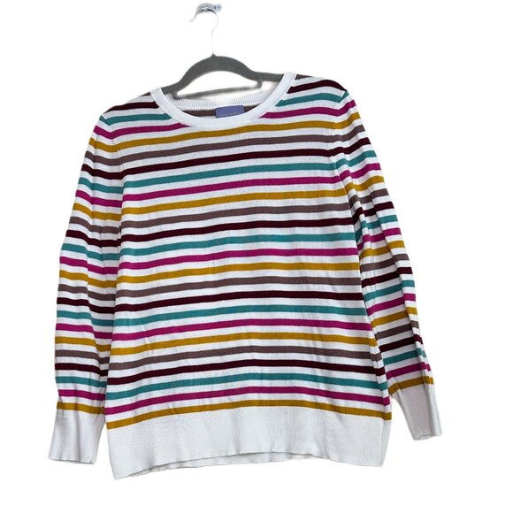 Lauren Scott Smart Striped Sweater with Jewel tones sz M - Picture 1 of 4